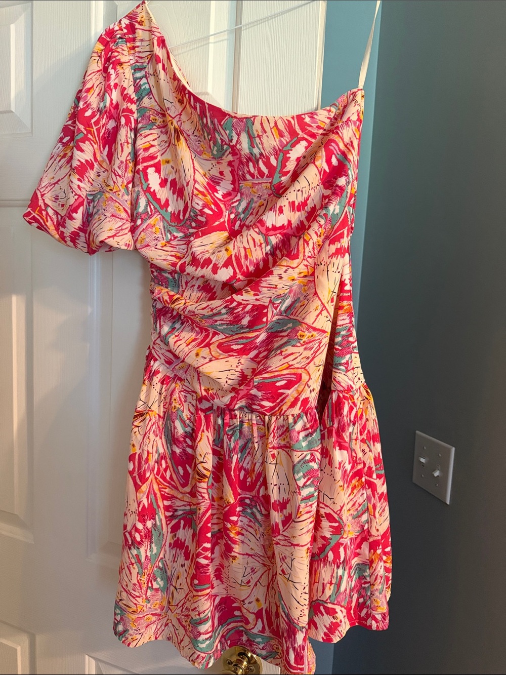 She + Sky One-Shoulder Multi-Color Floral Print Dress